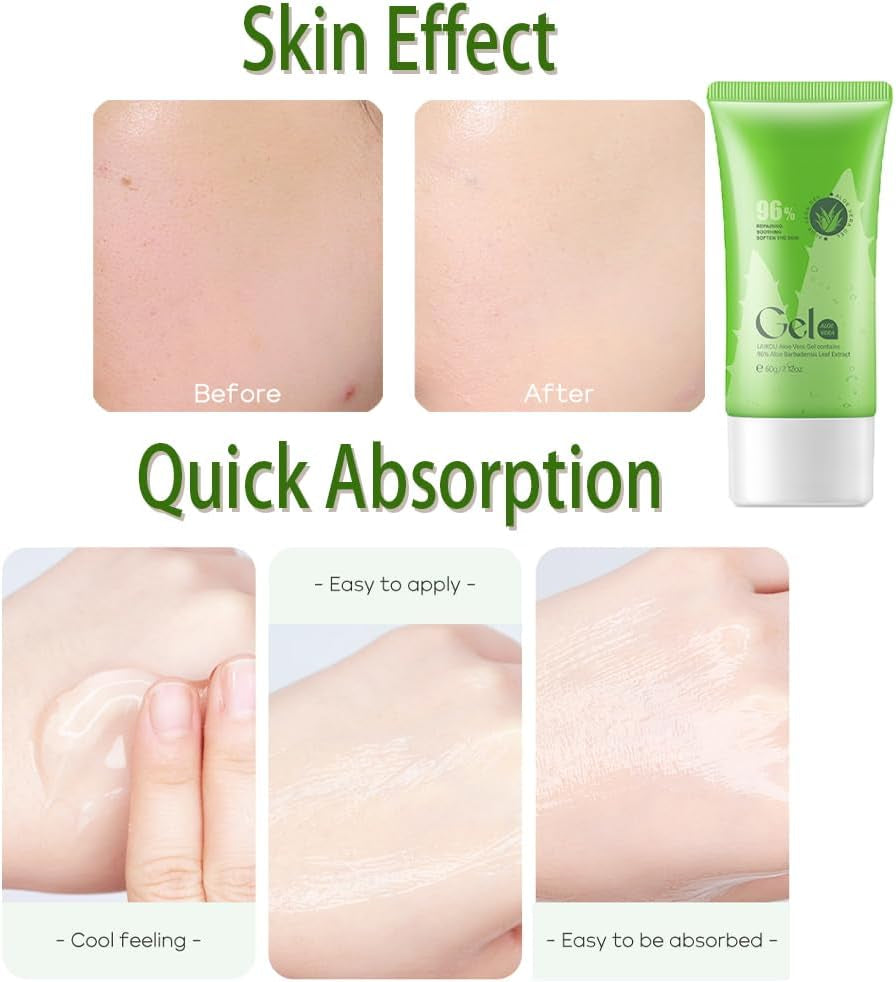 96% Aloe Vera Gel, Pure Aloe Vera Gel, Aloe Vera Gel for Face, Organic Aloe Vera Gel Aloe Vera Face Cream for Women & Men, Sunburn after Sun Soothing, Cooling, Moisturizing, Repair