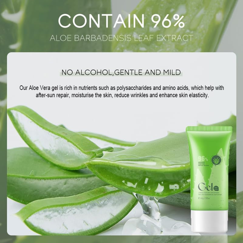96% Aloe Vera Gel, Pure Aloe Vera Gel, Aloe Vera Gel for Face, Organic Aloe Vera Gel Aloe Vera Face Cream for Women & Men, Sunburn after Sun Soothing, Cooling, Moisturizing, Repair