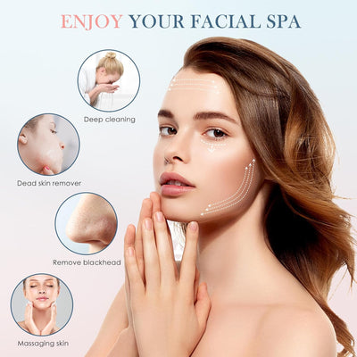 Facial Cleansing Brush,Electric Face Cleanser with 6 Exfoliating Brush Heads