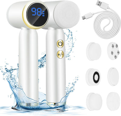 Facial Cleansing Brush,Electric Face Cleanser with 6 Exfoliating Brush Heads