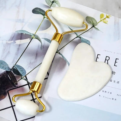 Premium Jade Roller and Gua Sha Set by Facial for Skin Care Anti-Aging Puffiness Self Gift Women